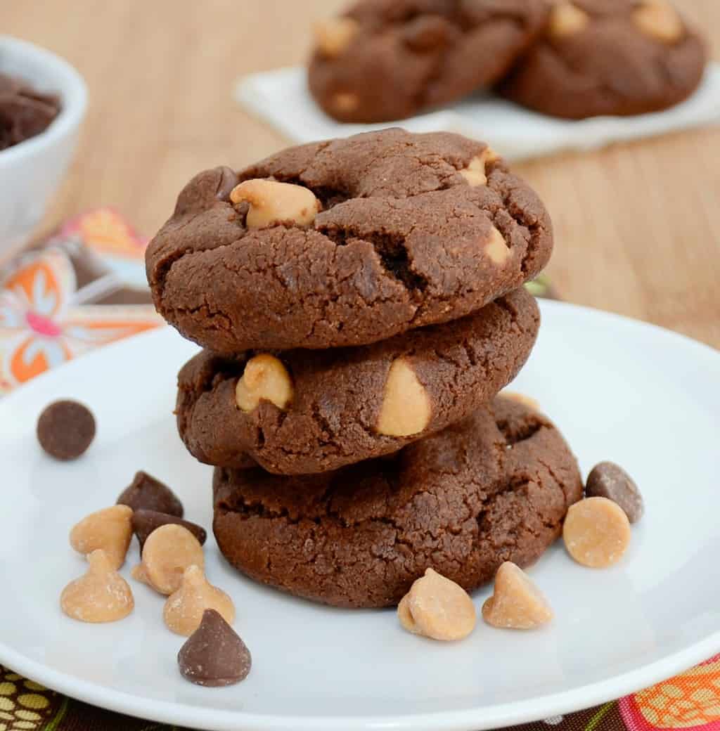 Triple Threat Chocolate Fudge Peanut Butter Cookies