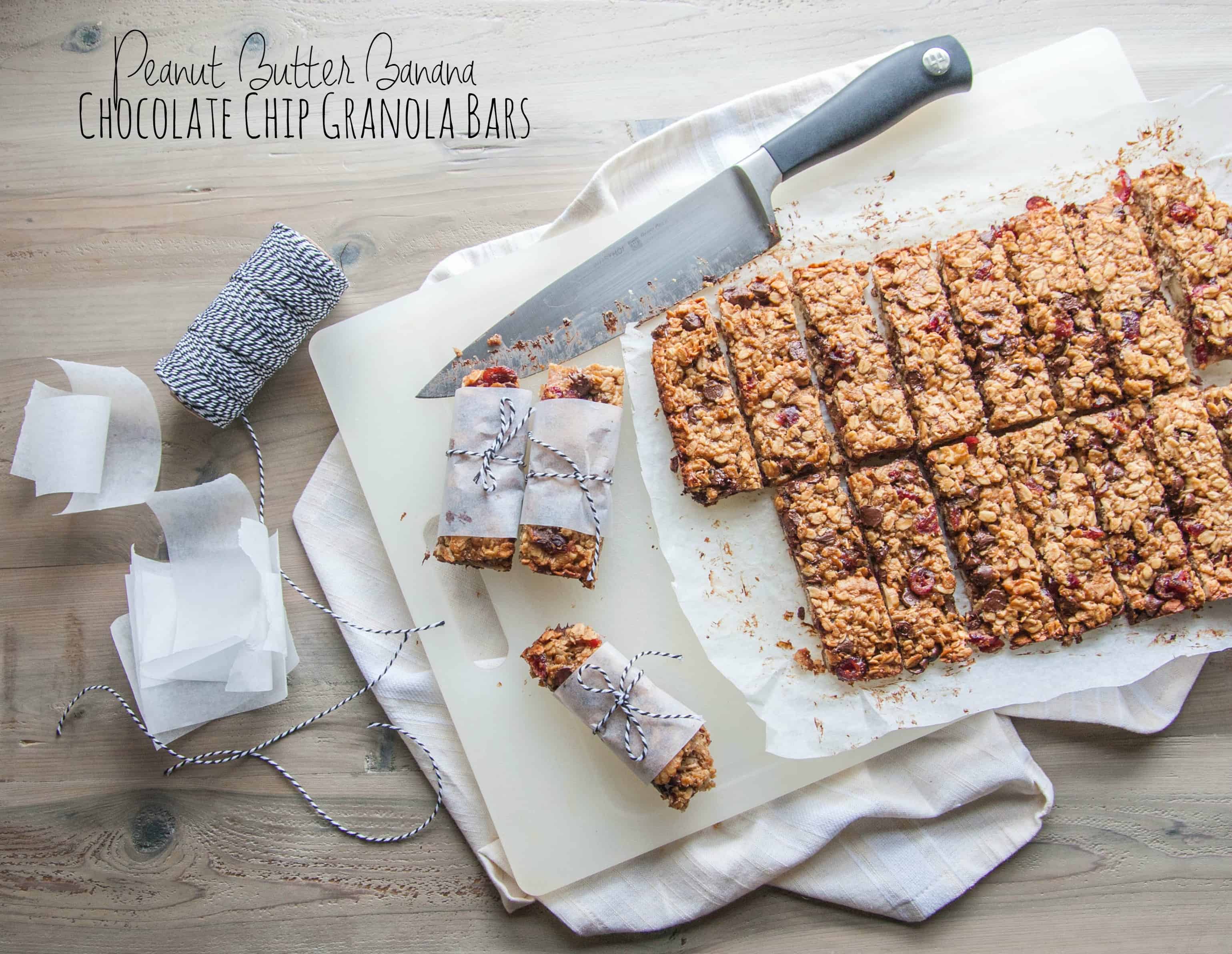 Peanut Butter Banana Chocolate Chip Granola Bars {and road trip snack