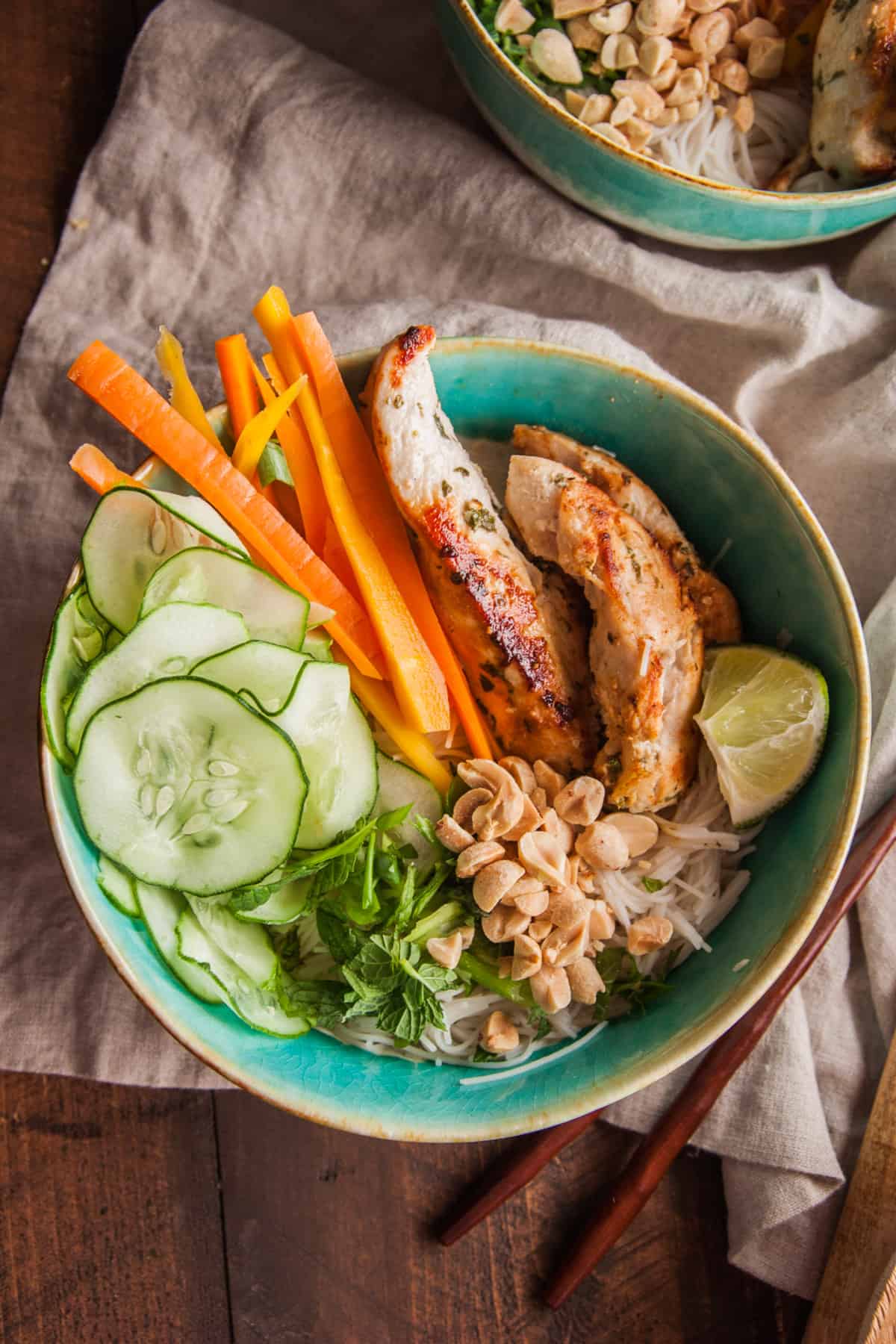Vietnamese Chicken Rice Noodle Salad Sweetphi