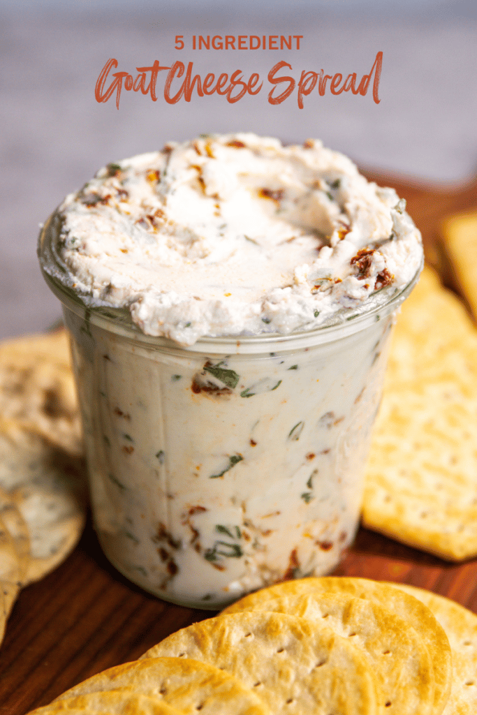 5 Ingredient Goat Cheese Spread with Sundried Tomato and Basil Sweetphi