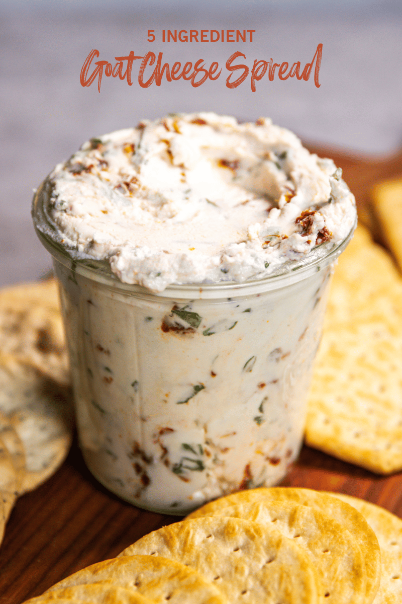 5 Ingredient Goat Cheese Spread with Sundried Tomato and Basil Sweetphi
