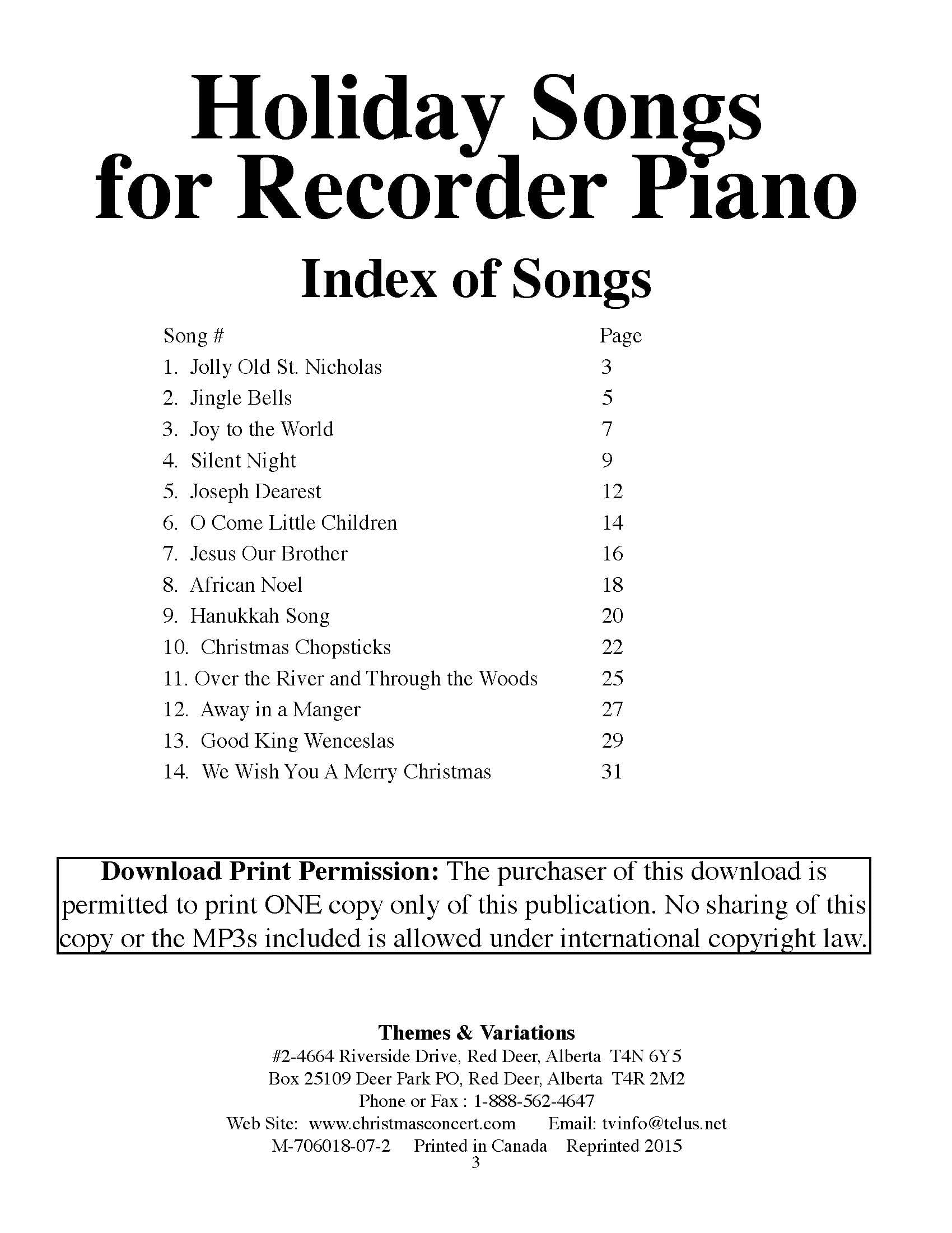 117 Holiday Songs for Recorder Sweet Pipes
