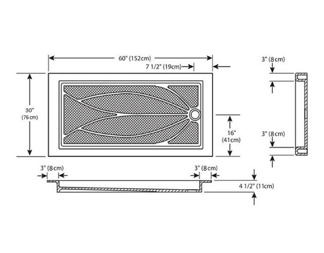 Cultured Marble Shower Bases 30” X 60” Reversible Shower Base