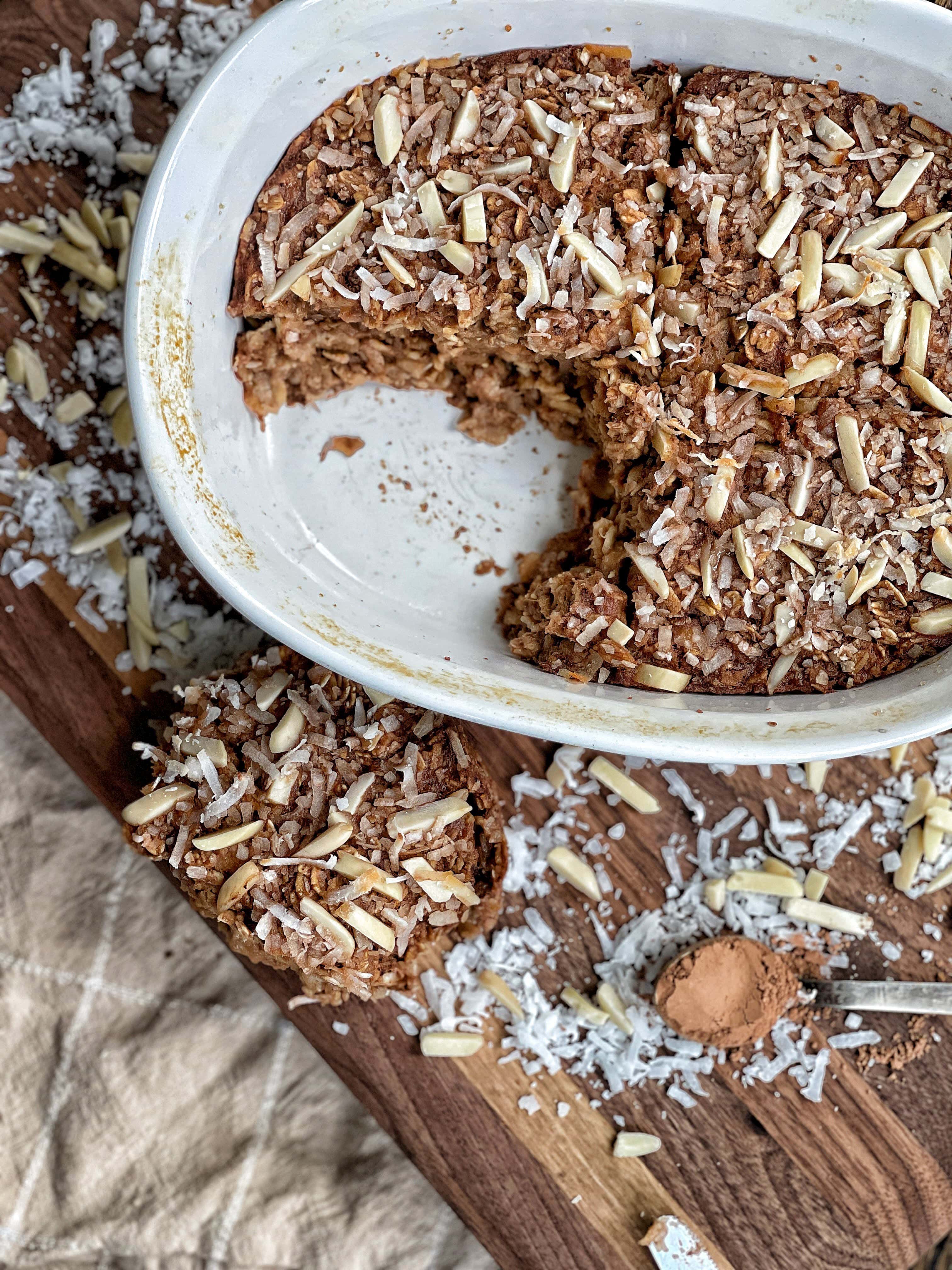 Almond Joy Baked Oatmeal Sweet Savory and Steph