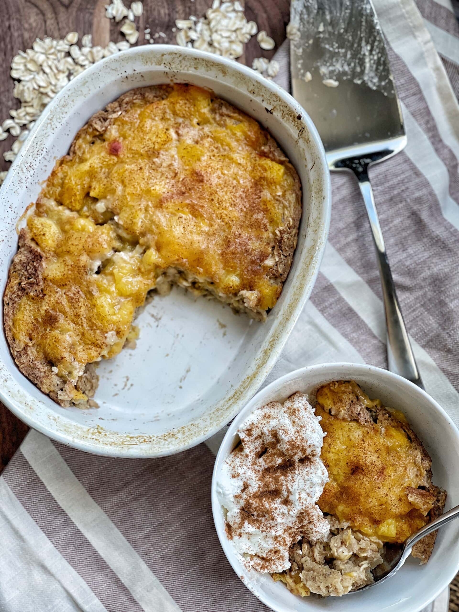 Peach Baked Oatmeal Sweet Savory and Steph