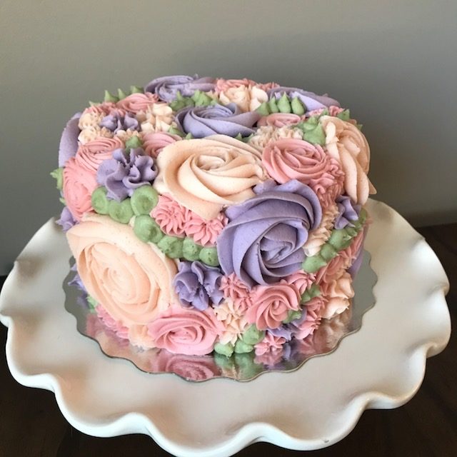 floral cake, buttercream cake, buttercream flowers, custom cake