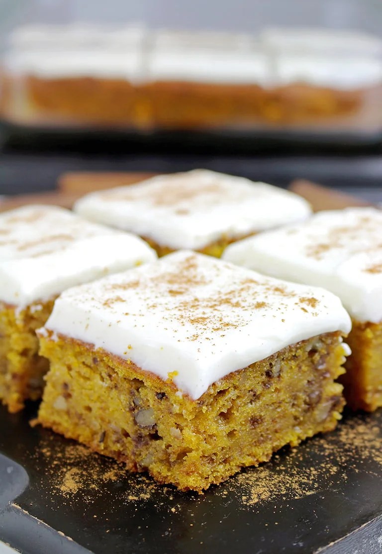 Pumpkin Walnut Bars with Cream Cheese Frosting Sweet Spicy Kitchen