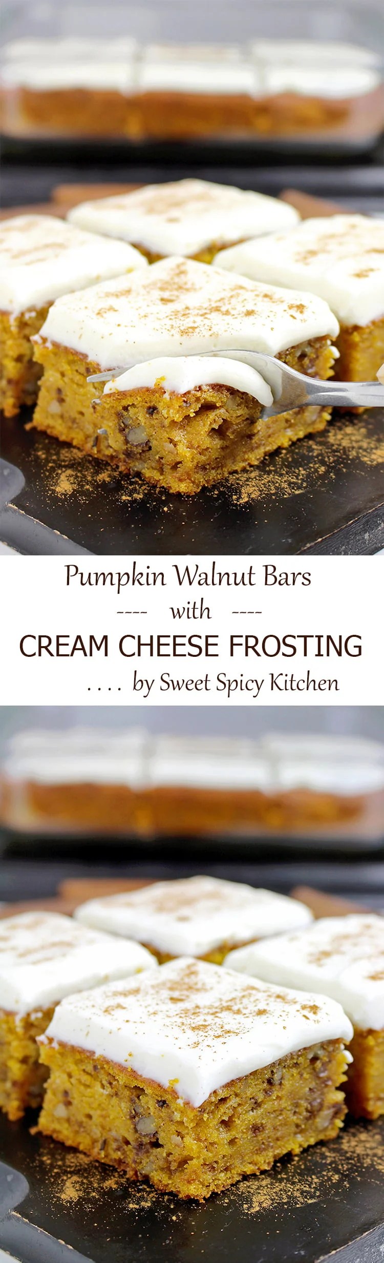 Pumpkin Walnut Bars with Cream Cheese Frosting Sweet Spicy Kitchen