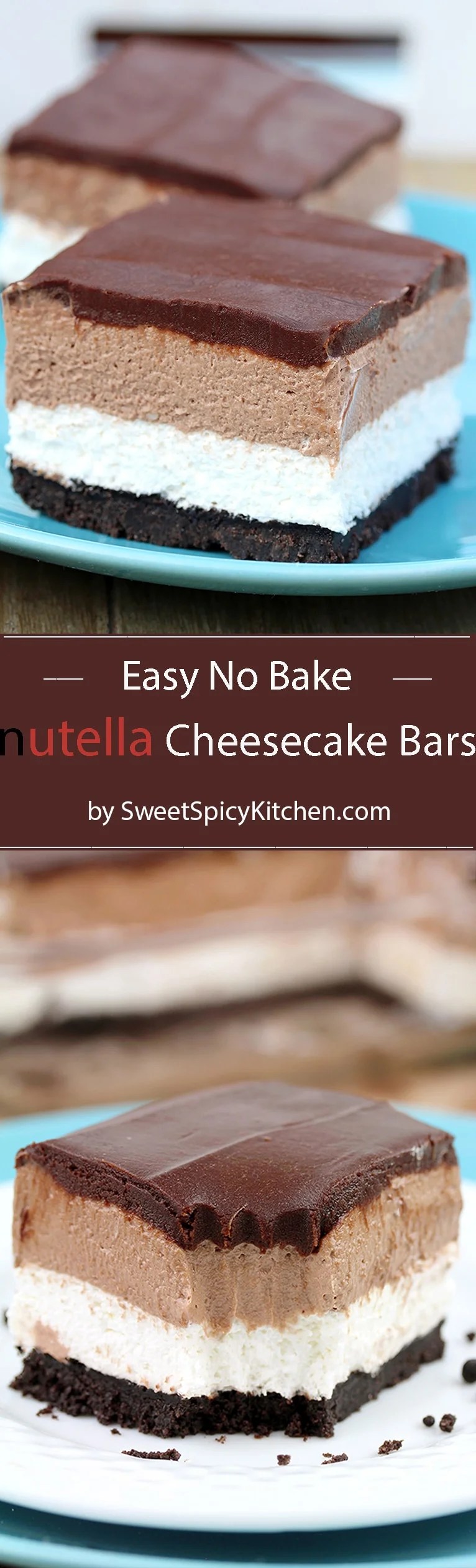 Easy No Bake Nutella Cheesecake Bars Sweet Spicy Kitchen