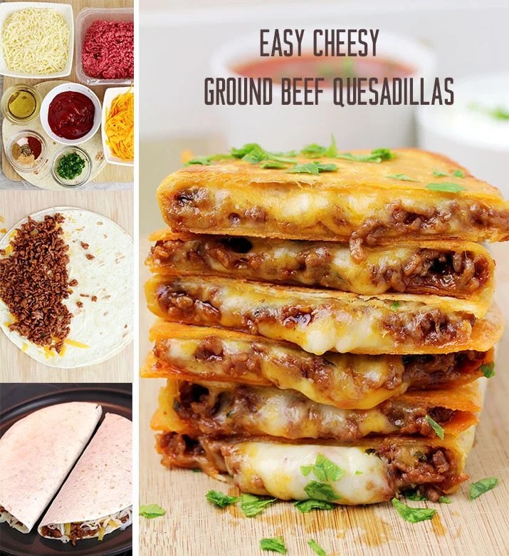 Easy Cheesy Ground Beef Quesadillas easy Mexican comfort food..