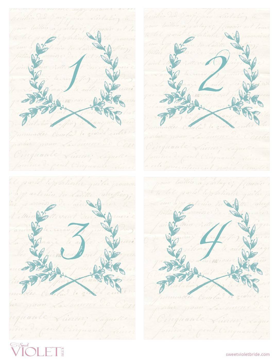 Wheat Wreath Table Numbers Free Wedding Printable