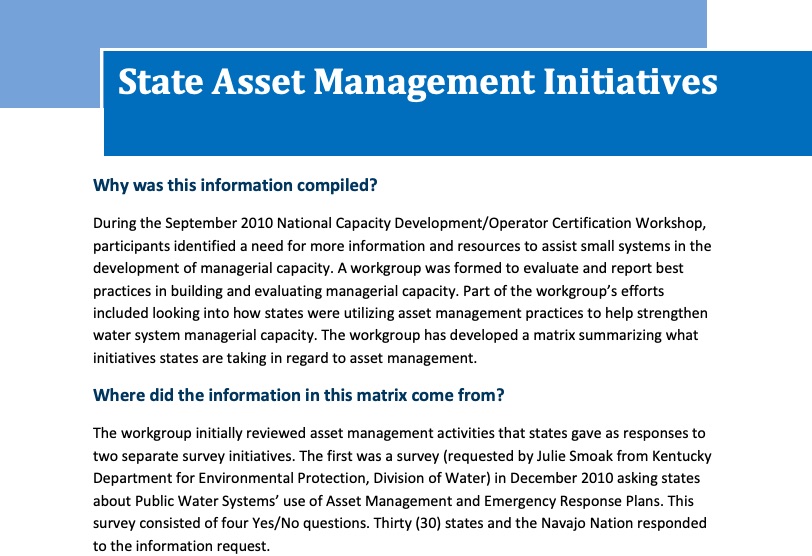 2012 State Asset Management Initiatives Southwest Environmental