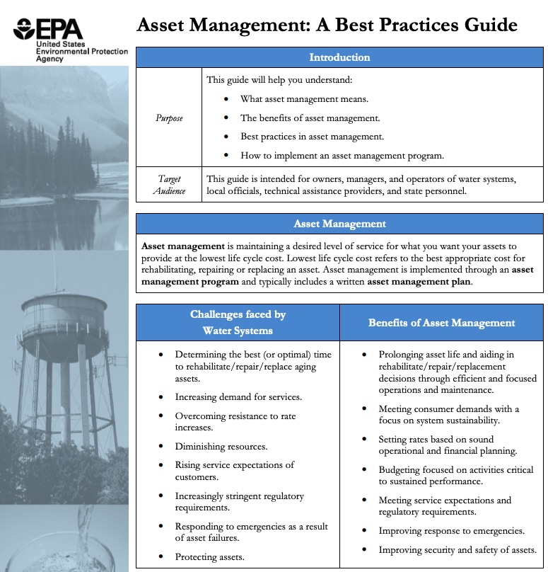 Asset Management A Best Practices Guide Southwest Environmental