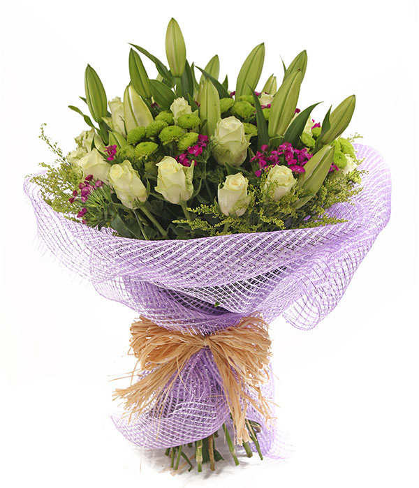 Lily Bouquet With white Rose Buy Flowers in Dubai UAE, Flowers Dubai