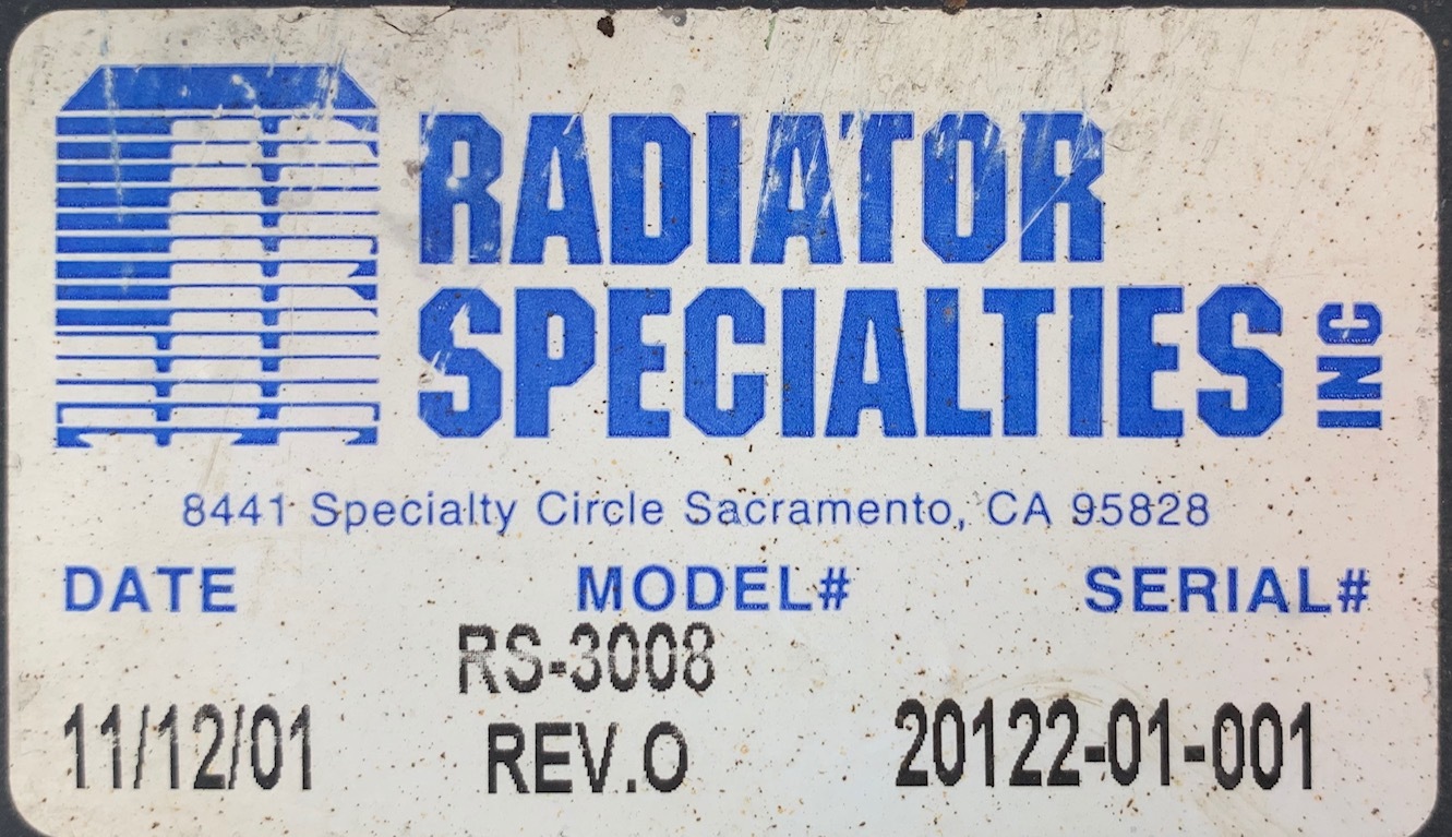 Used Radiator Specialties INC. RS3008 Radiator 2012201001