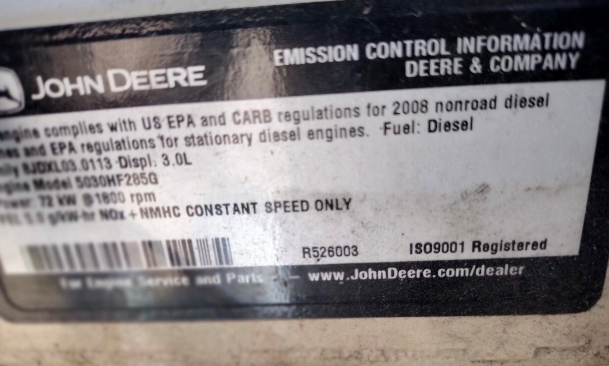 Used John Deere 50kW Diesel Generator 50