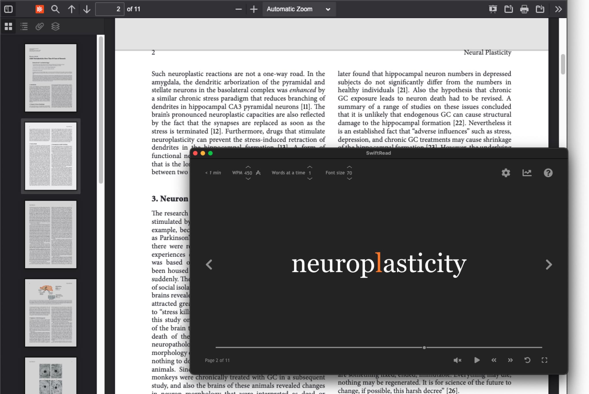Speed read PDFs, ePubs, and Kindle SwiftRead