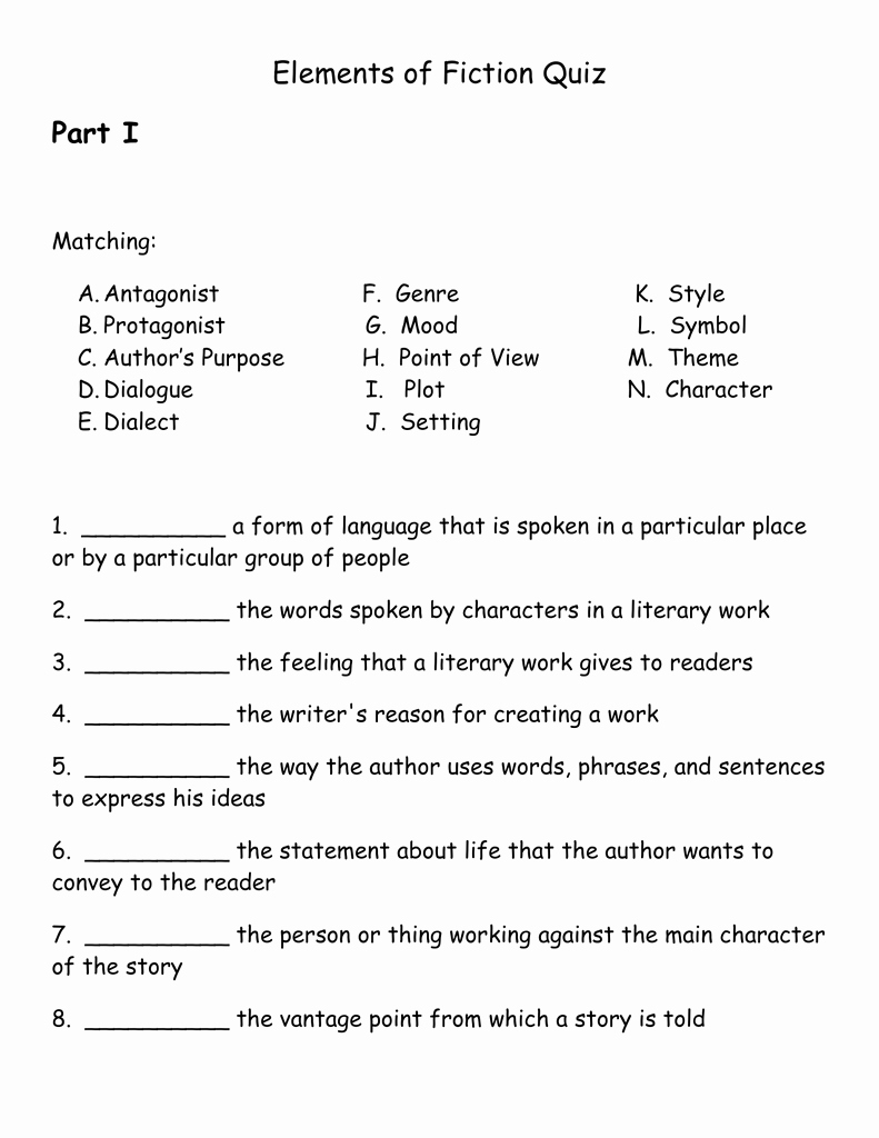 30 Elements Of Plot Quiz Example Document Template