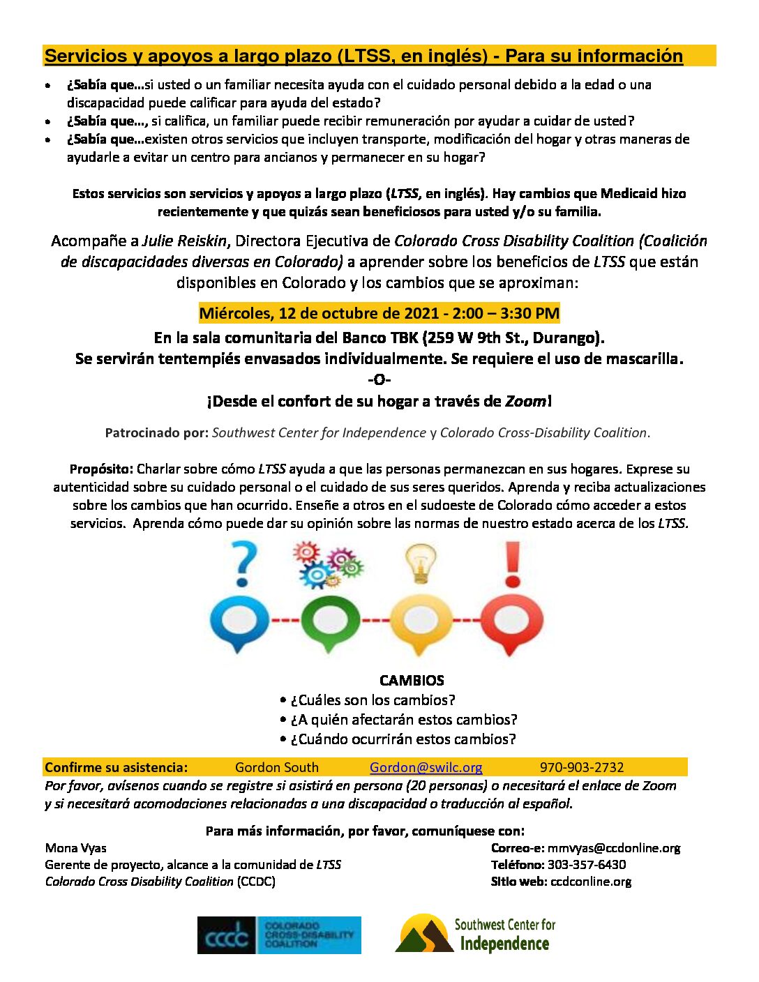 Servicios y apoyos a largo plazo (LTSS, en inglés) Para su