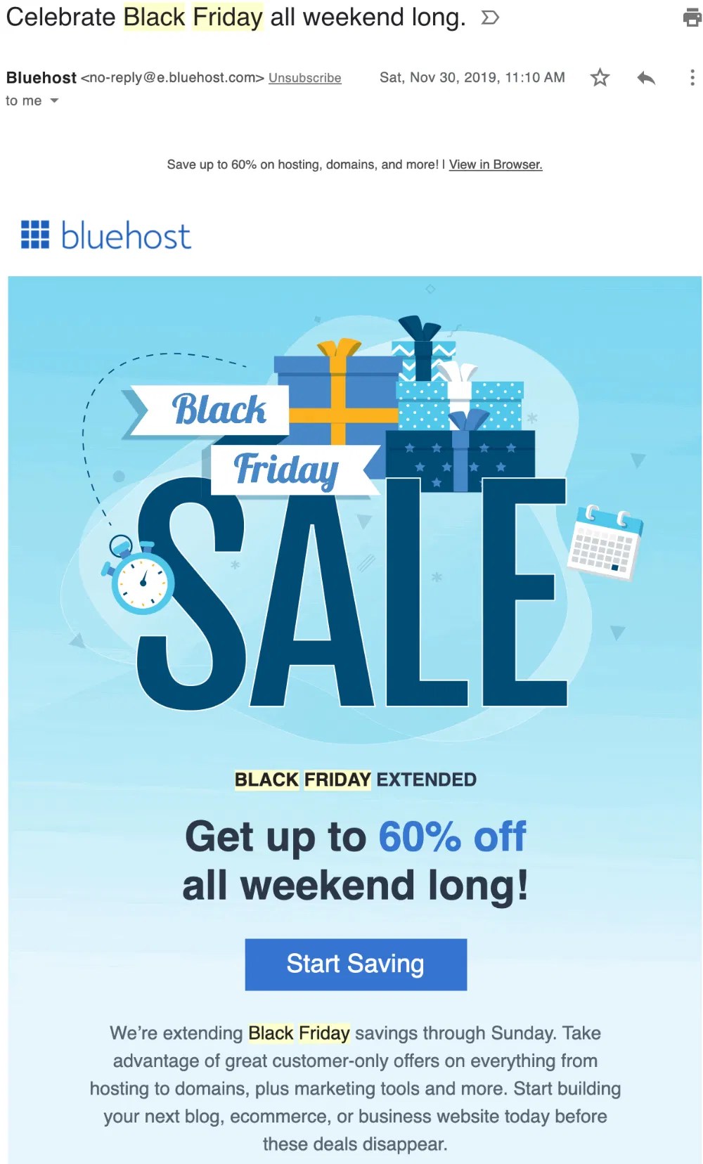 Bluehost Black Friday Sale Email Swipe File