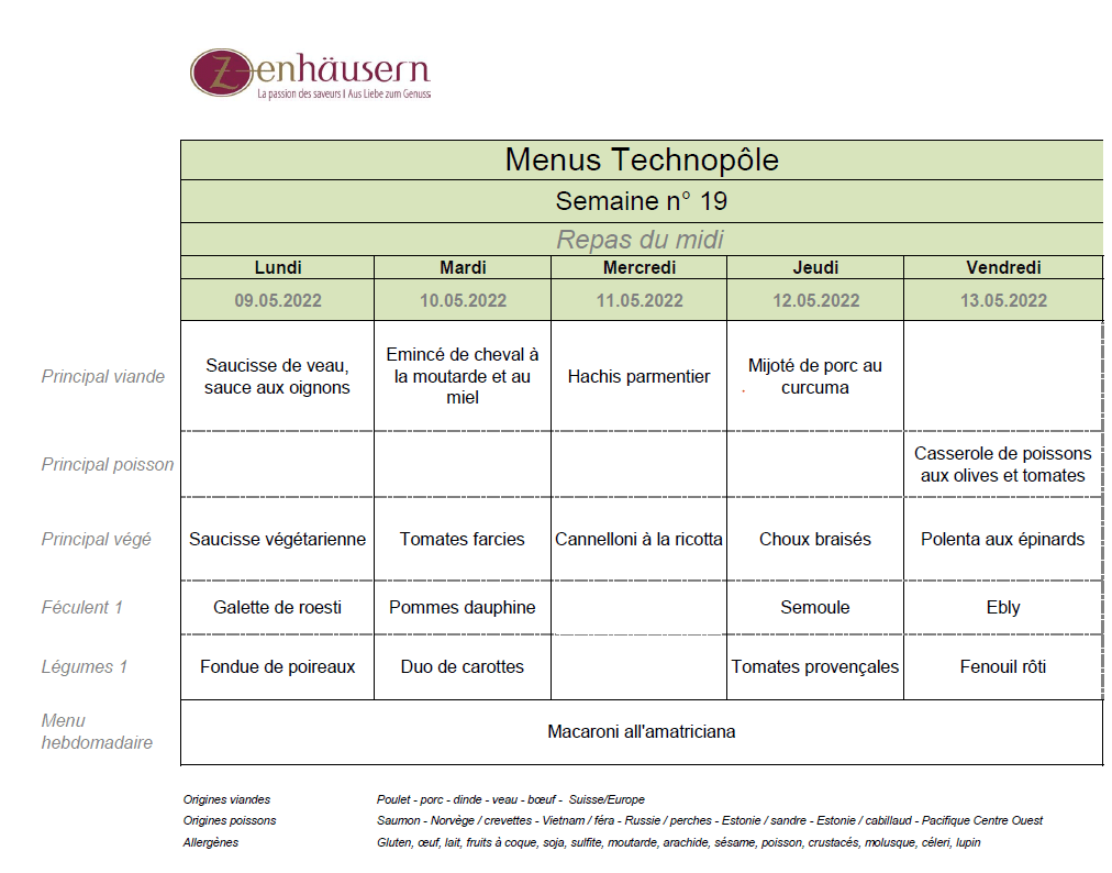 Le Mikado Menu de la semaine Swiss Digital Center