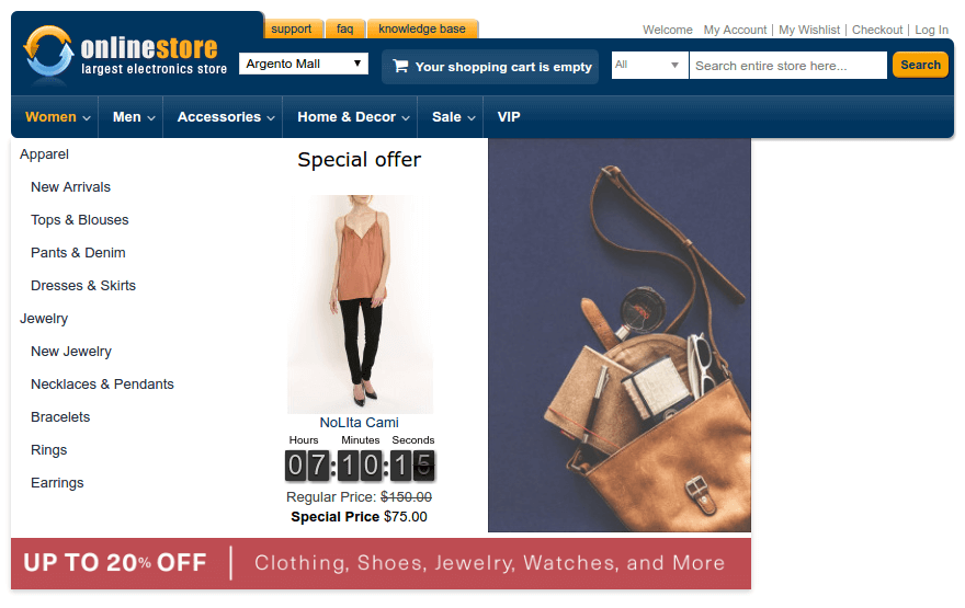 Creating Amazonlike menu using Navigation Pro extension / Swiss Up