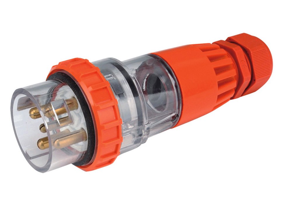 5 Pin 32A 500V Round Pin Straight Plug