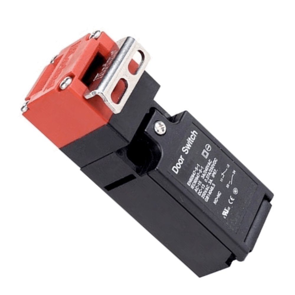 Key interlock switch with right angle mount key