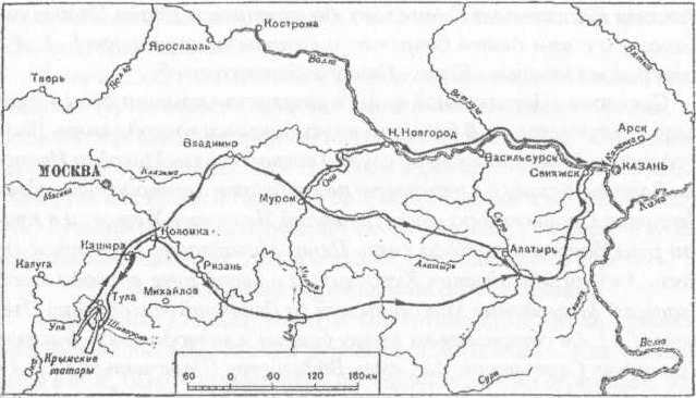 Карта похода ивана грозного на казань