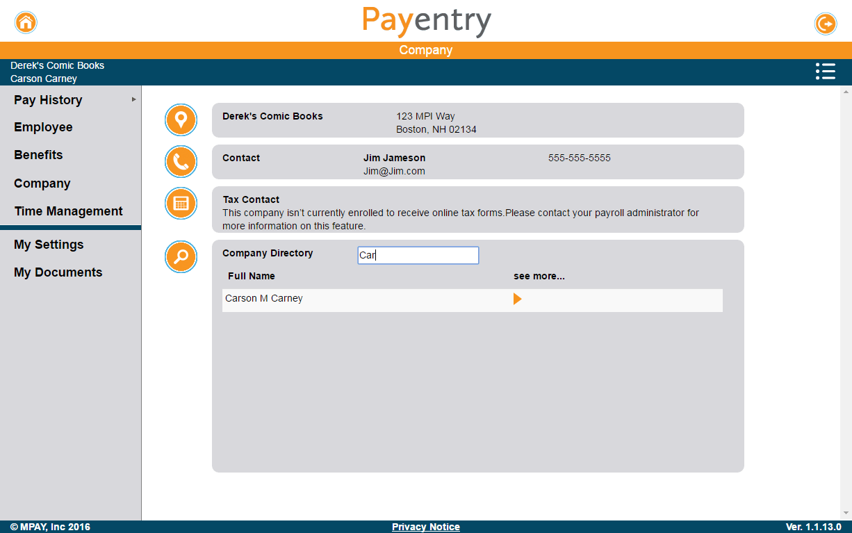Company Screen Southwestern Payroll