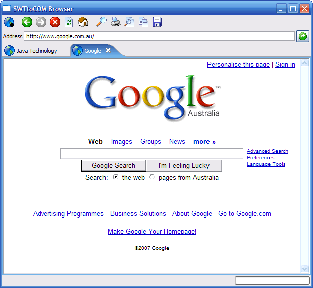 Embedded ActiveX and OLE for Java using SWT