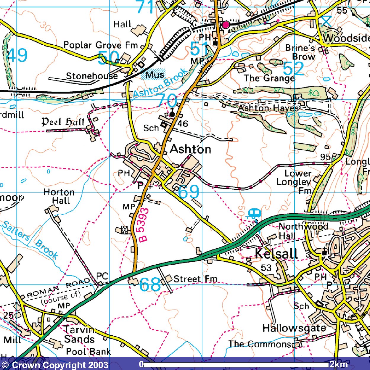 Map of Ashton Hayes in Cheshire, England plucked from the web by