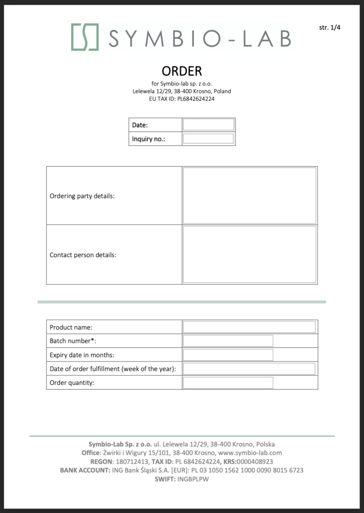 Order Form Symbiolab Symbiolab