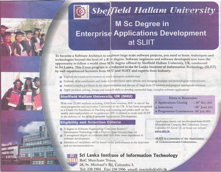 Msc in Enterprise Applications Development Degree at SLIIT SynergyY