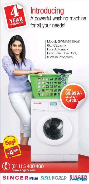 Singer Front Loading Washing Machine for Rs. 69,999.00 – SynergyY
