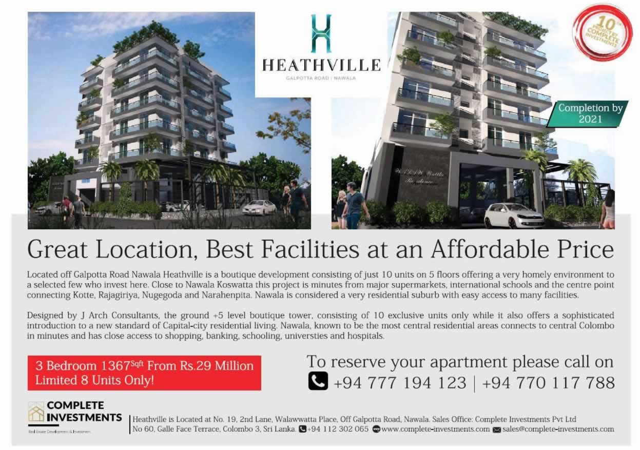 3 Bedroom Apartment in Nawala for LKR.29 Million SynergyY