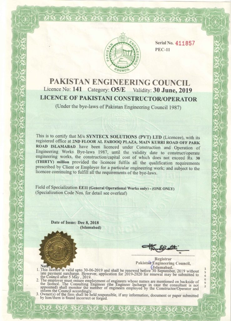 Certifications and Licenses syntecX