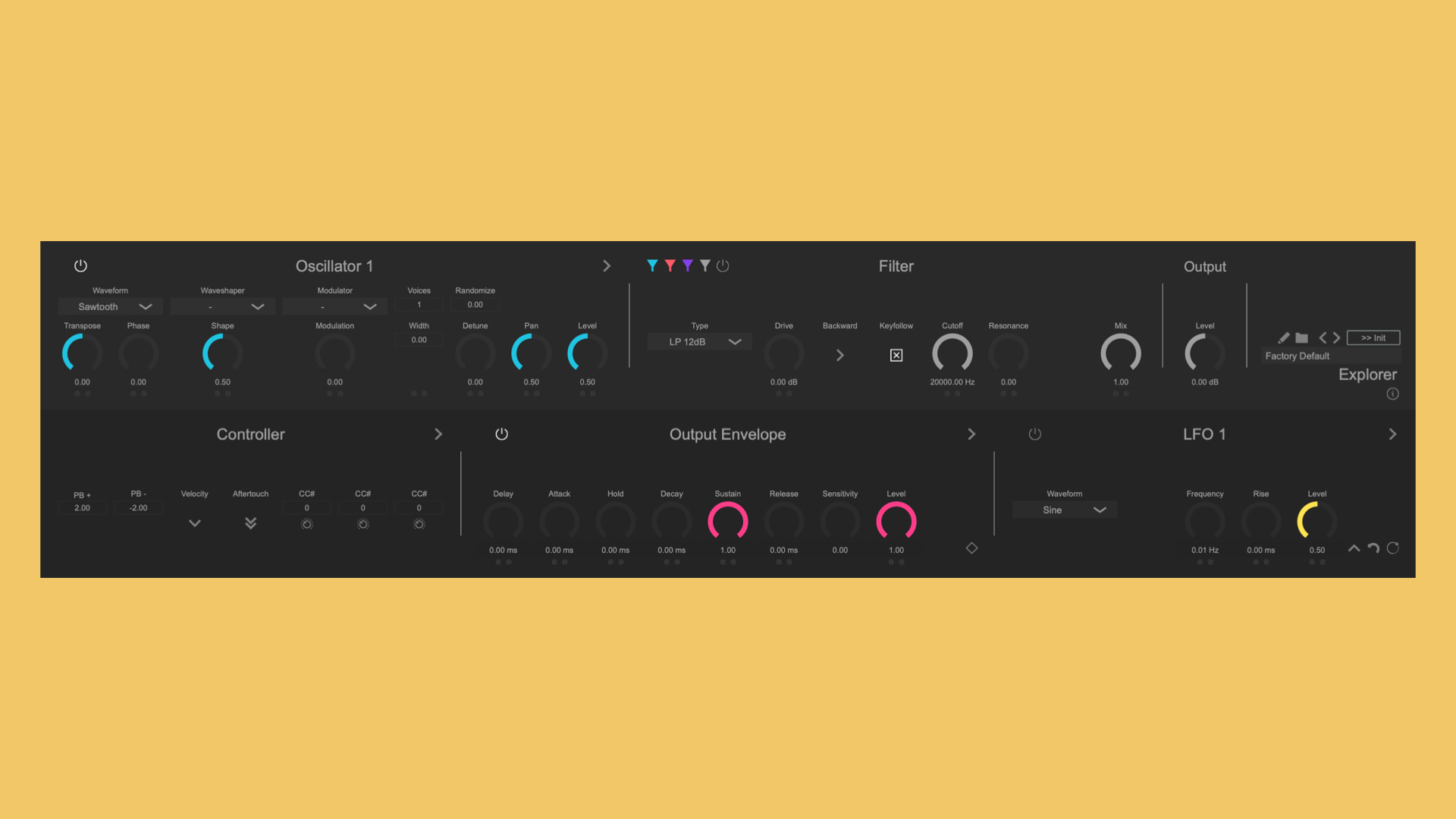 Fabric 70 Explorer, free 4OSC poly Synthesizer plugin for macOS and