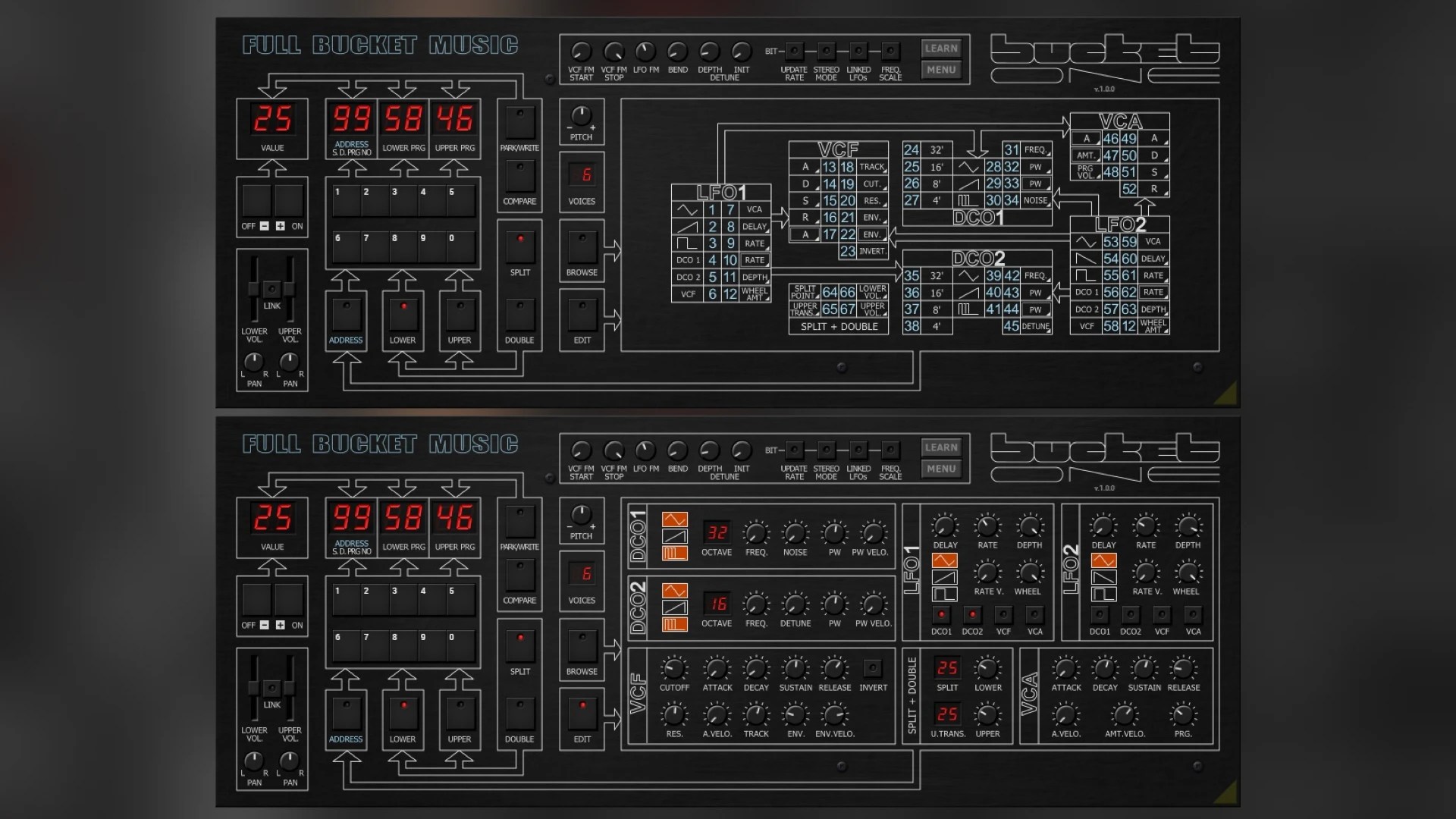 Bucket One, a FREE Crumar BIT 01/99 synth emulation by Full Bucket Music