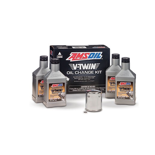 AMSOIL VTwin Oil Change Kit with Chrome Motorcycle Oil Filter