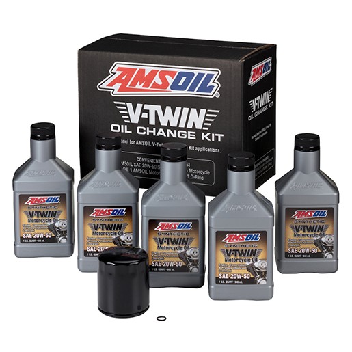 AMSOIL VTwin Oil Change Kit (HDMB) W/Black Oil Filter