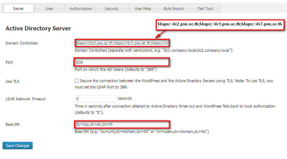 การเชื่อมต่อ PSU Passport : WordPress-LDAP (AD Integration Plugin