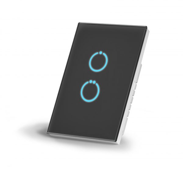 Touch Panel Switch with 2 Buttons (Black) Smart home by Syslink