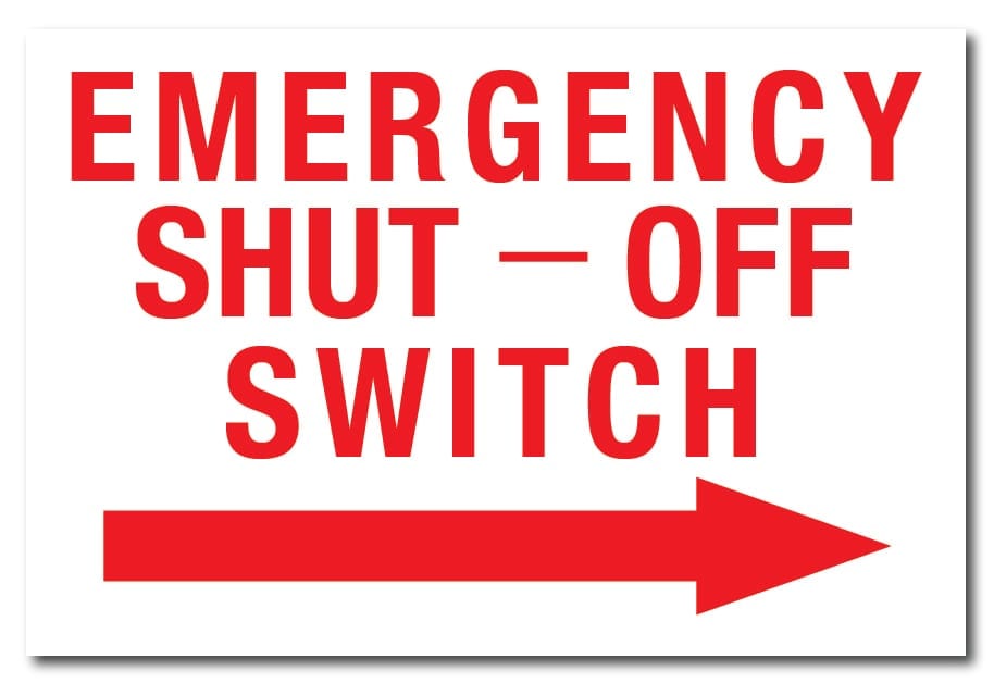 Emergency Shutoff Switch Sign SysTech Displays