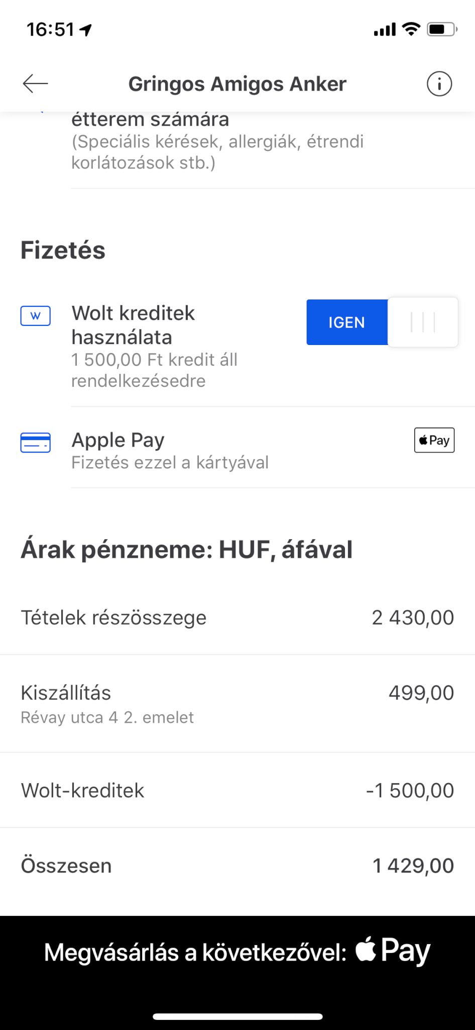 Wolt új házhozszállítás Budapesten 1500Ftos kupon kód!