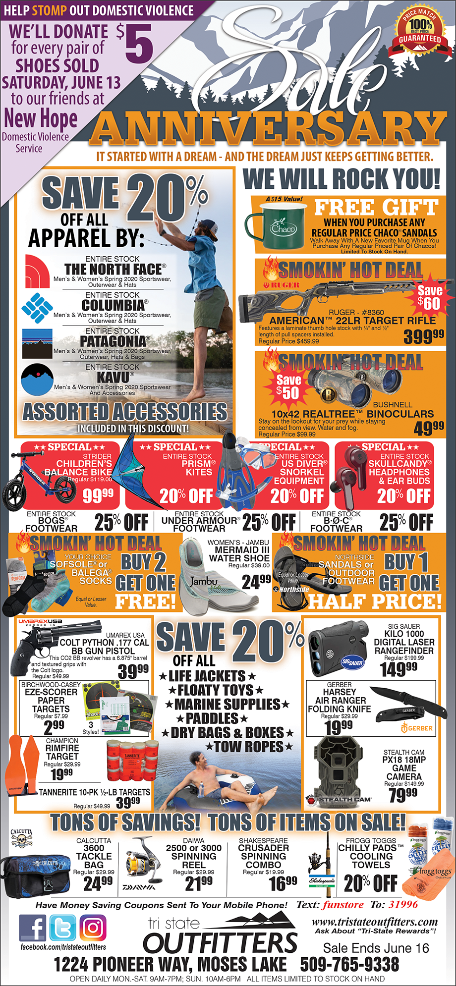 Moses Lake Anniversary Sale TriState Outfitters