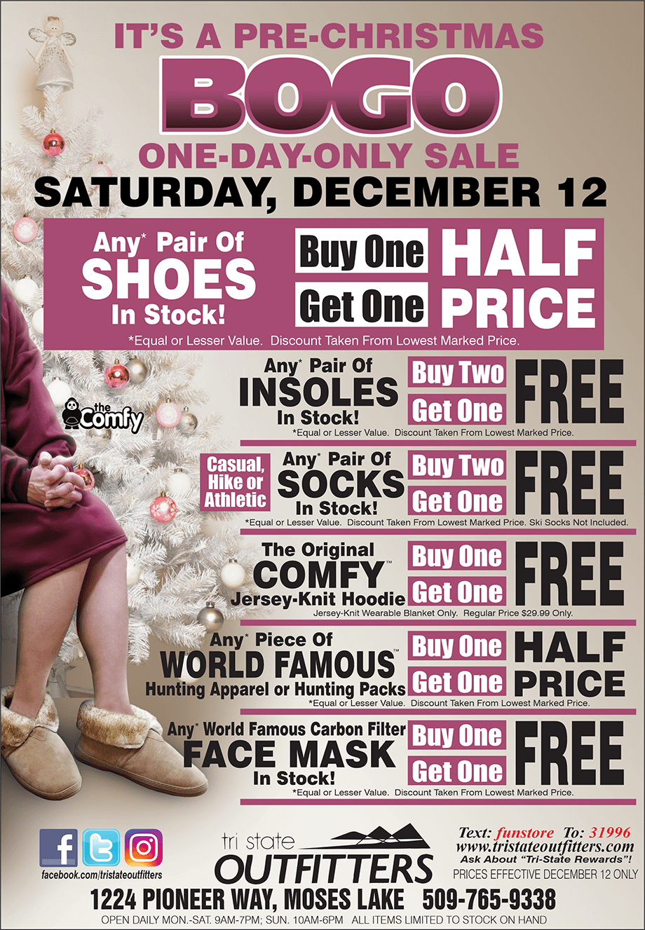 Moses Lake One Day BOGO Sale TriState Outfitters