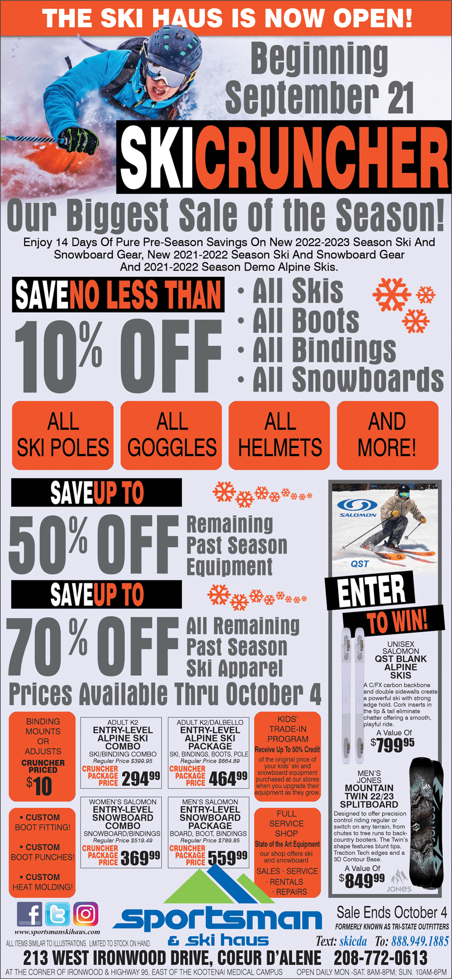 CDA Cruncher Ski & Snowboard Sale TriState Outfitters