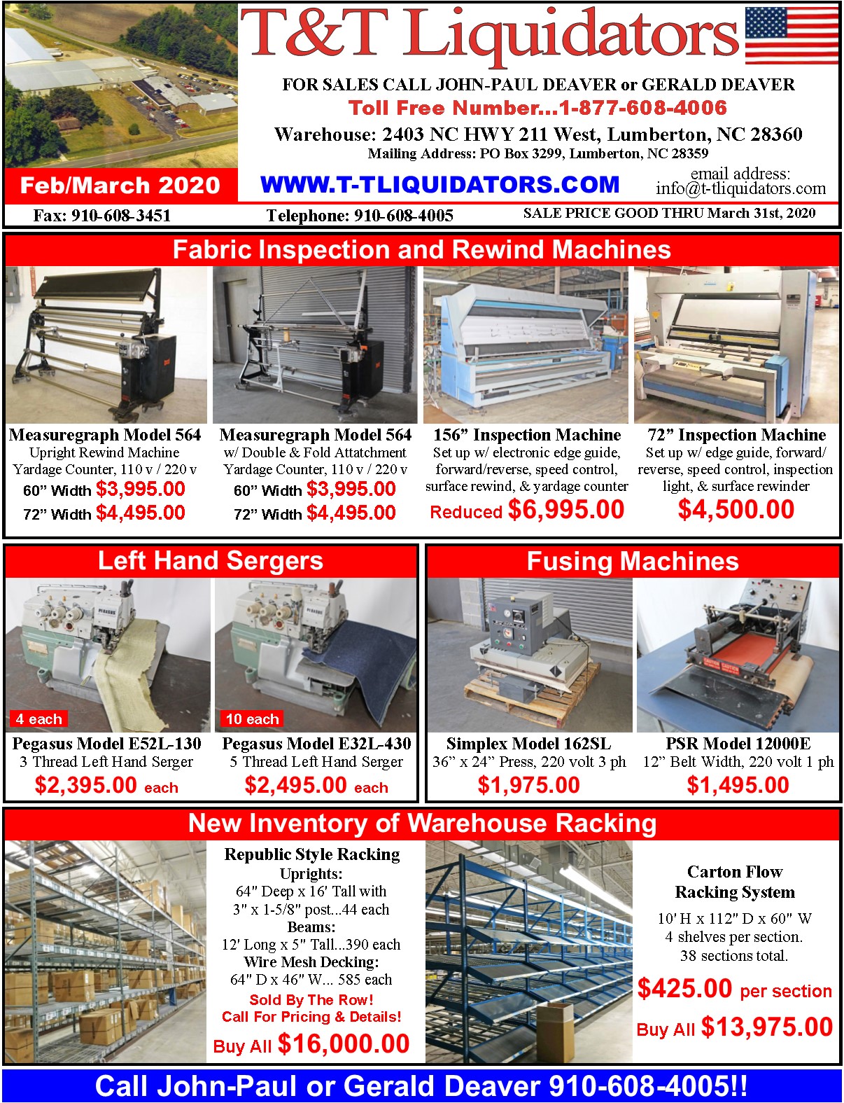 Current Liquidations and Inventory Sales Flyer