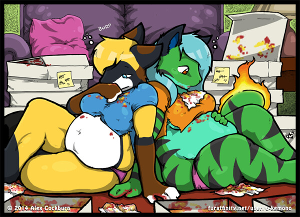Pizza Eating Contest by okemono Fur Affinity [dot] net